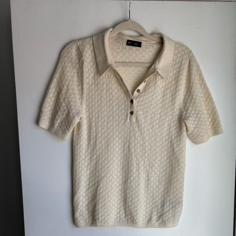 Gap Knit Pointelle Sweater | Beige | L | Like New Condition